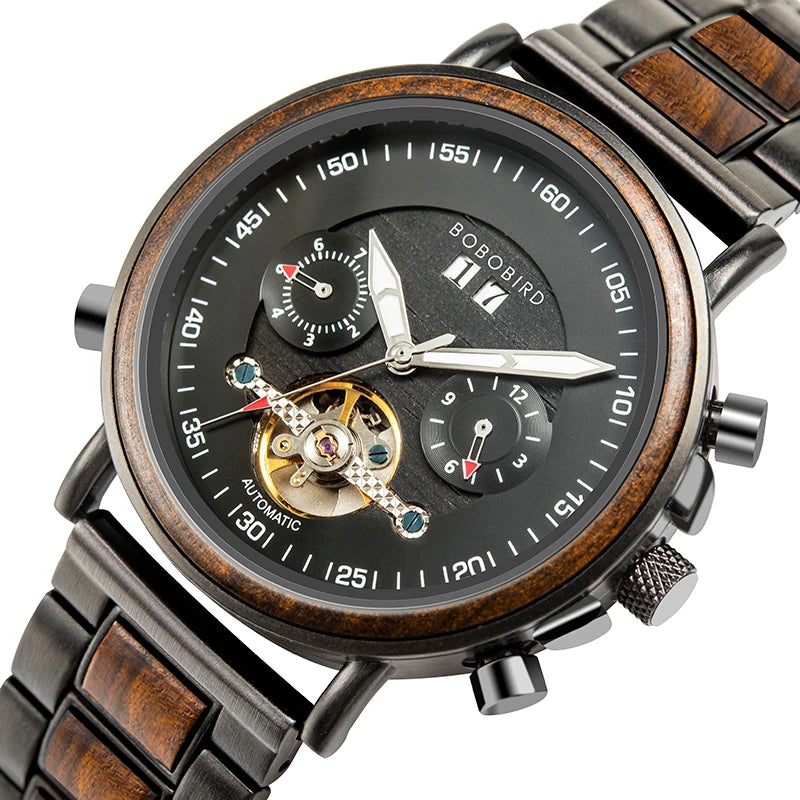 Mechanical Watch Men BOBO BIRD Wooden