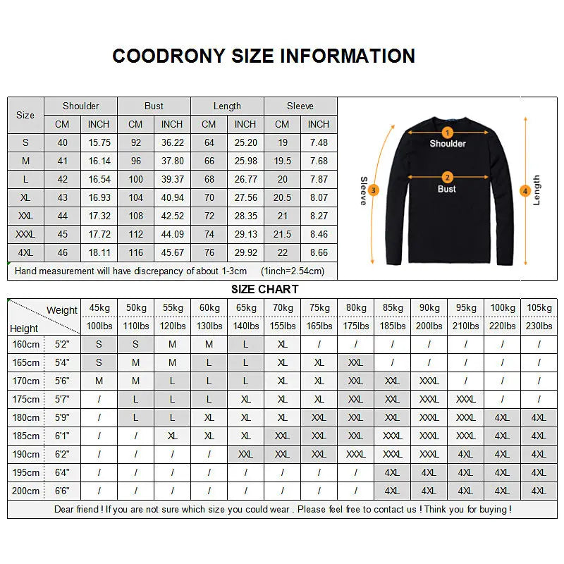 COODRONY Summer Short Sleeve T Shirt Men