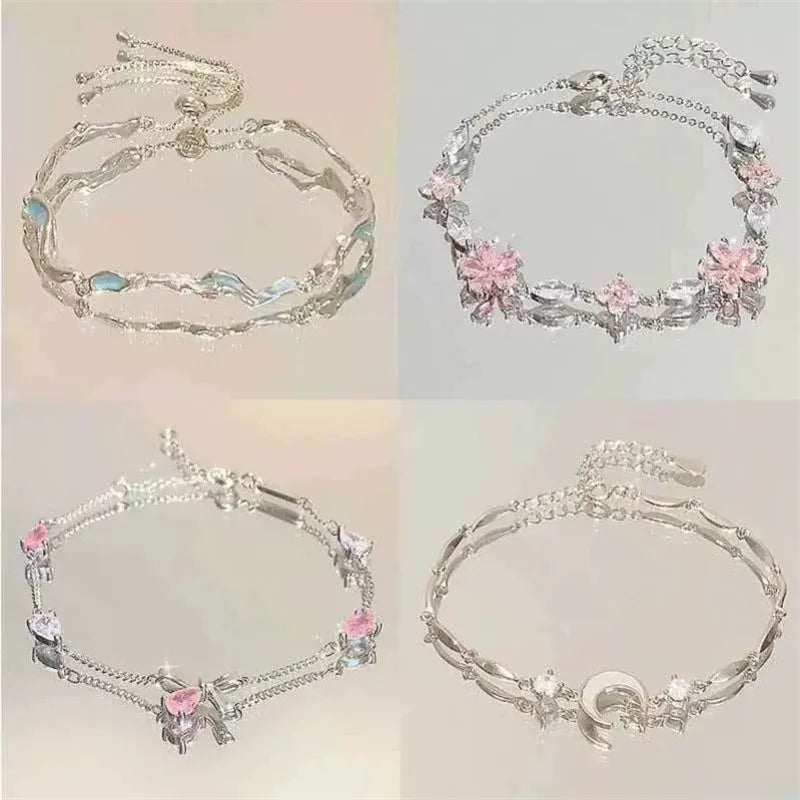 Elegant Crystal Flowers Bracelet For Women