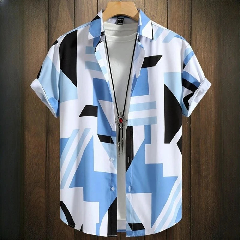 Simple Men's Shirts 3d Patchwork Printing